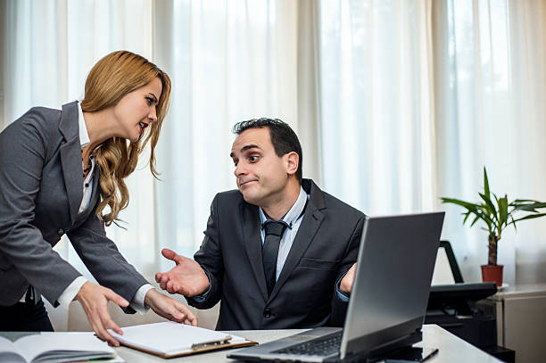 istock Business people under stress in office 628934778