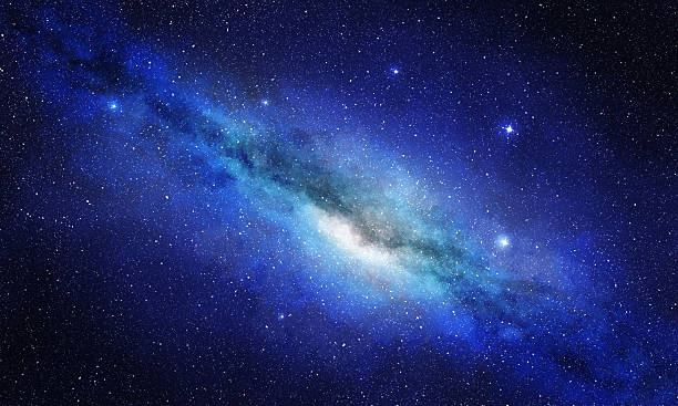青い空間の背景にある星団とプラズマ - 天の川 ストックフォトと画像