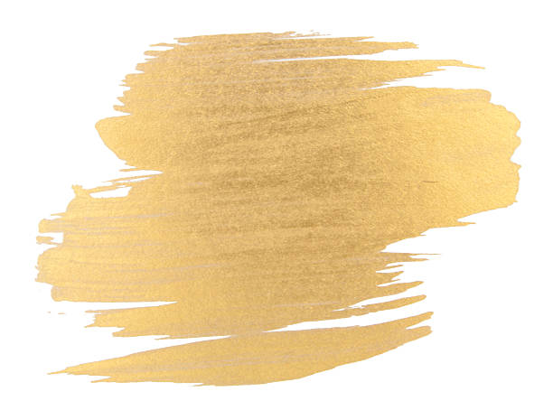 istock Gold watercolor texture brush stroke 628941804