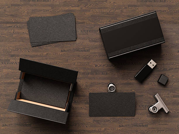 istock Business cards on wood background. 3D illustration 628947096