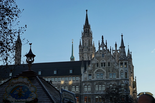 Munich, Germany - December 8, 2016: The Marienhof in Munich is located behind the New Town Hall on the Marienplatz and invites you to relax and enjoy the cultural leisure in the midst of the excitement of the city center. This Market is very popular and always filled with visitors specially during the Christmas season.