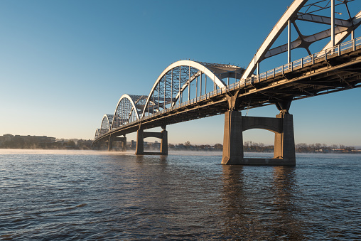 Centennial Bridge Crosses the Mississippi River from Davenport, Iowa to Moline, Illinois