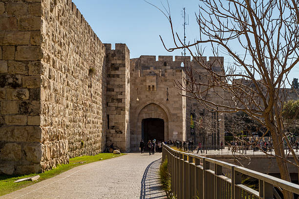 JERUSALEM, ISRAEL - DECEMBER 8: Jaffa Gate of the Old City of Jerusalem, Israel on December 8, 2016