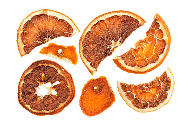 istock Dried oranges slices isolated on white background 628964792