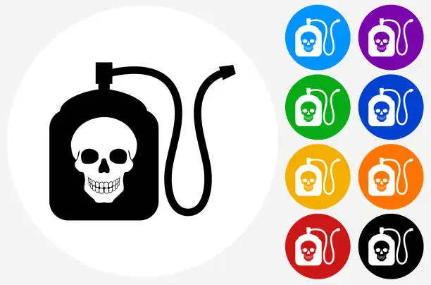 Vector illustration of Terminator Chemicals Icon on Flat Color Circle Buttons