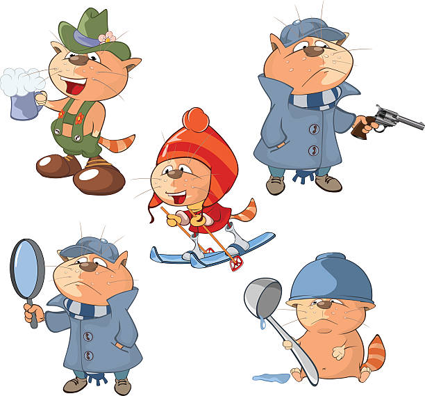istock Set of Cartoon Illustration. Cute Cats for you Design 628965980