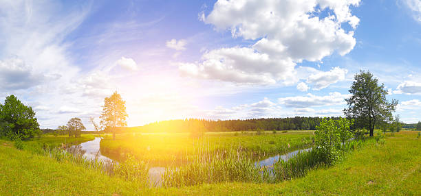 istock Panoramic landscape of spring morning 628976138