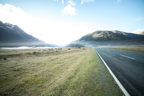 istock Empty road, mountain landscape, New Zealand 628977194