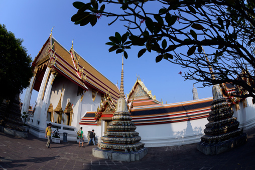 the temple of Wat Pho in the city of Bangkok in Thailand in Southeastasia.