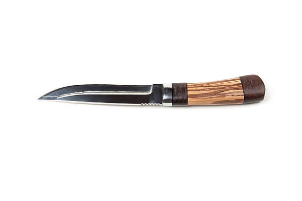 istock hunting knife with wooden handle, isolated 628992902