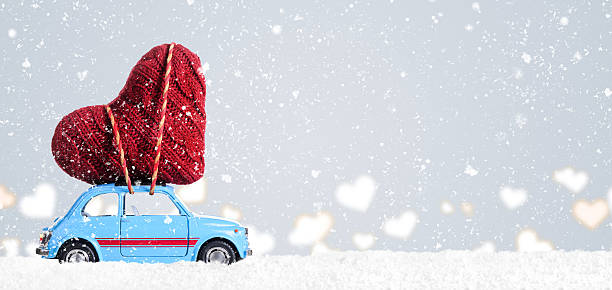 Retro toy car with Valentine heart