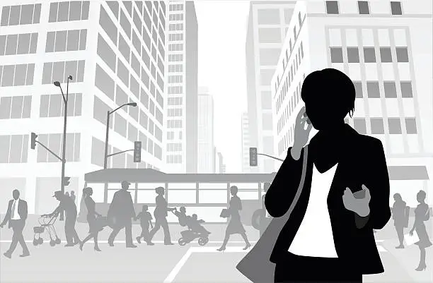 Vector illustration of Big City Business Woman