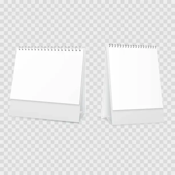 Vector illustration of blank desktop calendar isolated on  background