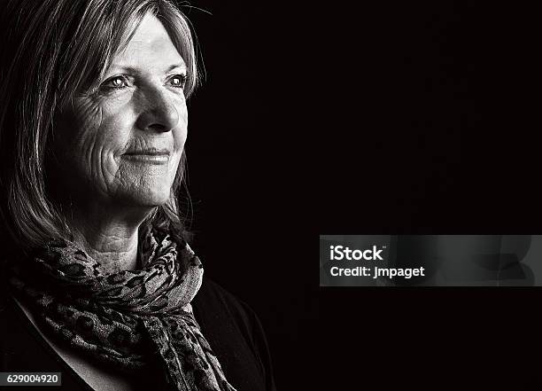 Senior Lady Stock Photo - Download Image Now - Black And White, Portrait, Women