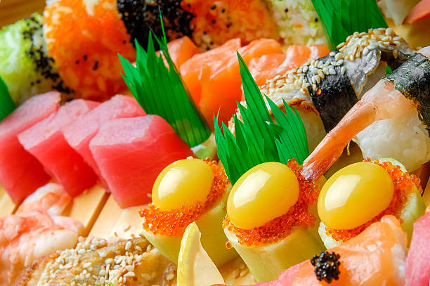sushi, Japanese cuisine with fresh seafood