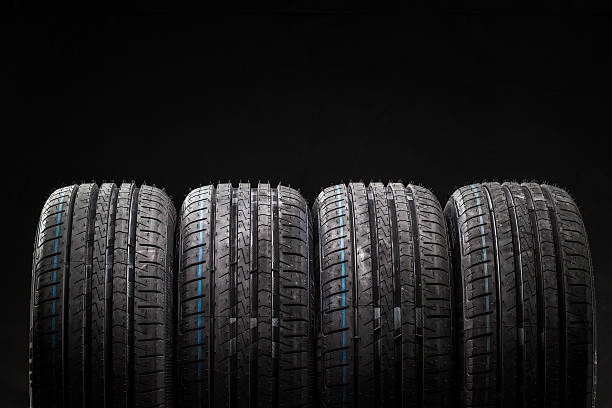 istock Stack of brand new high performance car tires 629009452