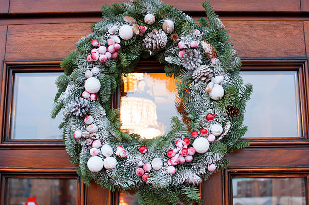 istock Christmas wreath on the door 629011278