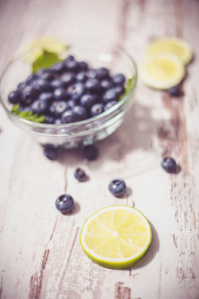 istock Juicy and fresh blueberries on rustic table. Bilberry on wooden 629011652