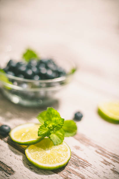 istock Juicy and fresh blueberries on rustic table. Bilberry on wooden 629011678