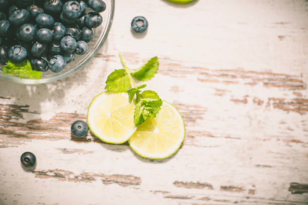 istock Juicy and fresh blueberries on rustic table. Bilberry on wooden 629012080