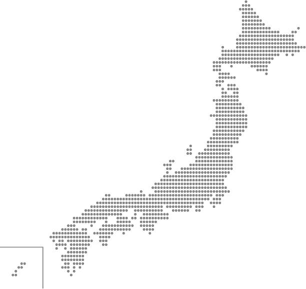ilustrações de stock, clip art, desenhos animados e ícones de japanese map of dot pattern - japan map tokyo prefecture world map
