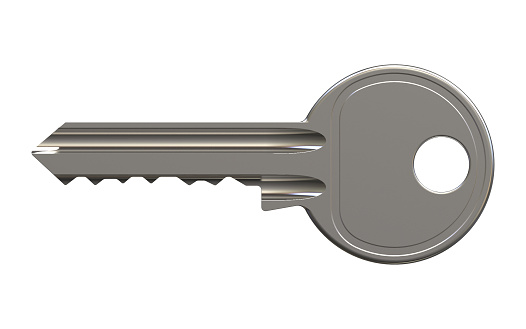 Silver Key on gray background
