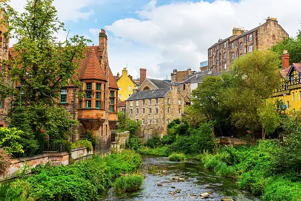 Photo of Dean Village along the river Leith in Edinburgh, Scotland