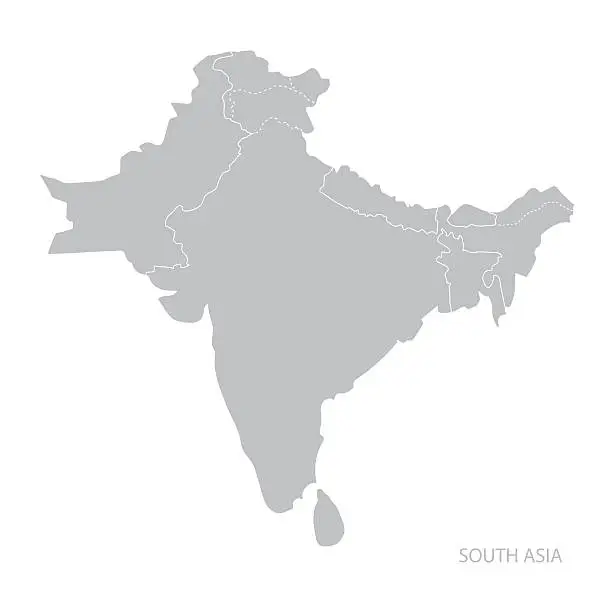 Vector illustration of Map of South Asia.