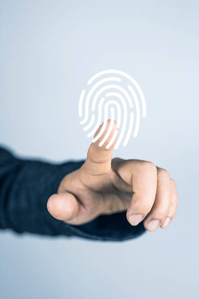 toccare l'impronta digitale - fingerprint lock order accessibility foto e immagini stock