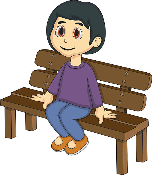 ilustrações, clipart, desenhos animados e ícones de menina sentada em um banco de desenho animado - computer graphic multi colored little girls teenage girls