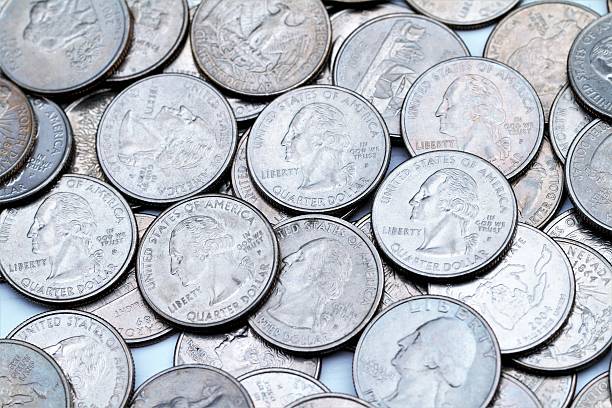 istock Group of USA quarter coins backgtround image 629028076