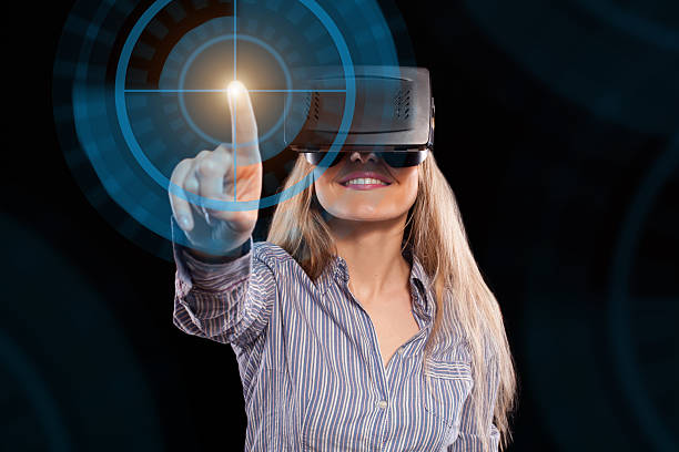 istock Woman in virtual reality headset 629033858