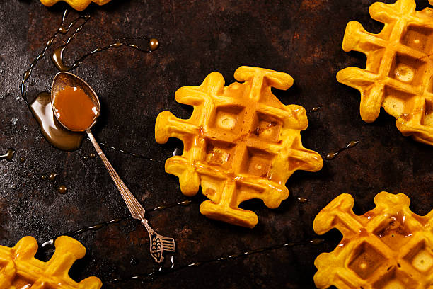 istock Homemade pumpkin waffles 629034082