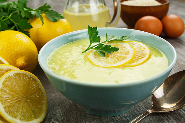 Greek lemon soup stock photo