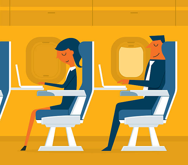 ilustrações de stock, clip art, desenhos animados e ícones de avião de passageiros - smiling aeroplane