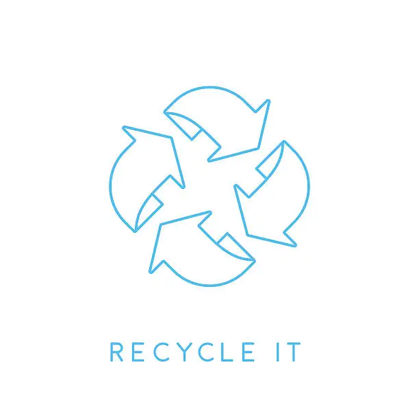 Vector illustration of Recycle it - abstract blue linear recycling icon. Vector illustration.