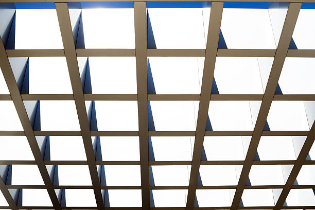 istock Fragment of ceiling or roof modular steel structure. 629049478