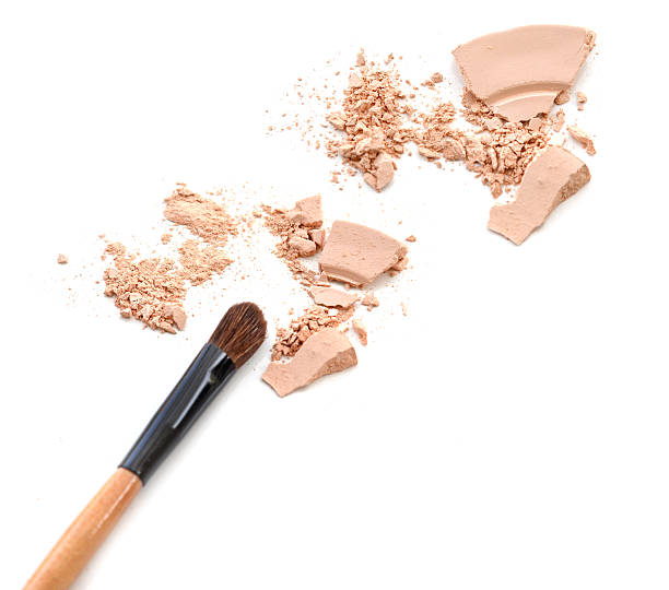 istock Face powder and brush on white background 629049970