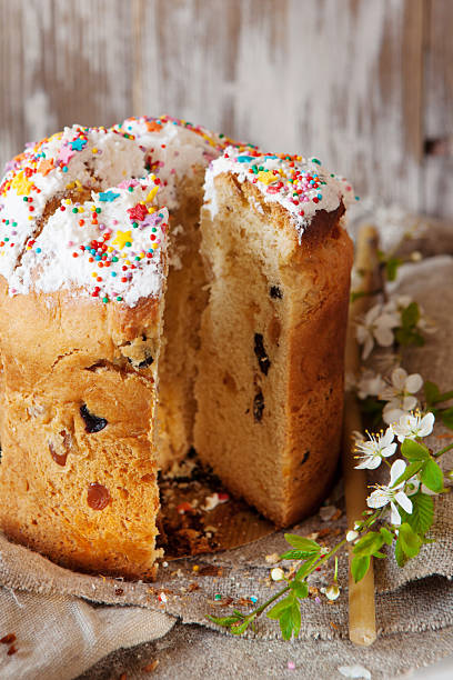 istock Easter cake with young green sprigs 629050434