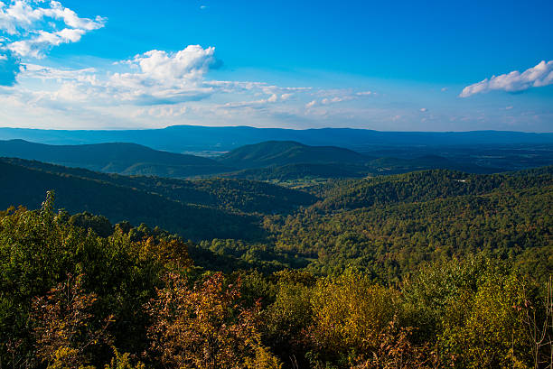 виста от скайлайн драйв - blue ridge mountains mountain virginia mountain range стоковые фото и изображения