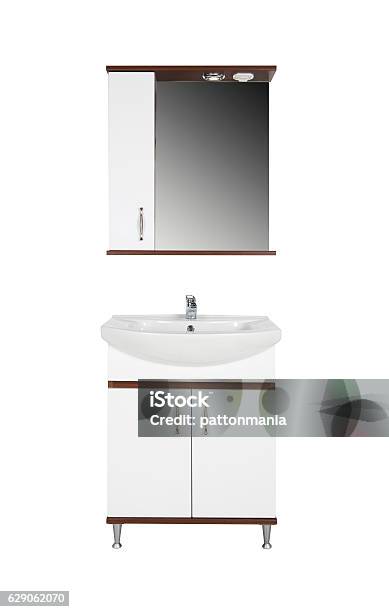 Toilet Furniture On White Stock Photo - Download Image Now - Medicine Cabinet, Cut Out, Reflection