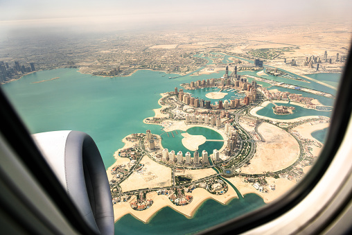 vista aérea de Doha desde el avión photo