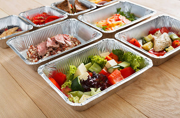 istock Healthy food in boxes, diet concept. 629070520