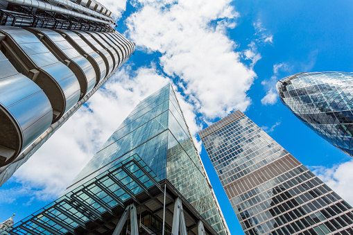 Buildings in the financial district of the City of London on a winter's morning