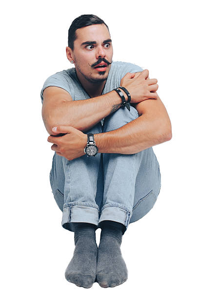 istock Young man scared and freeze from the cold 629071216