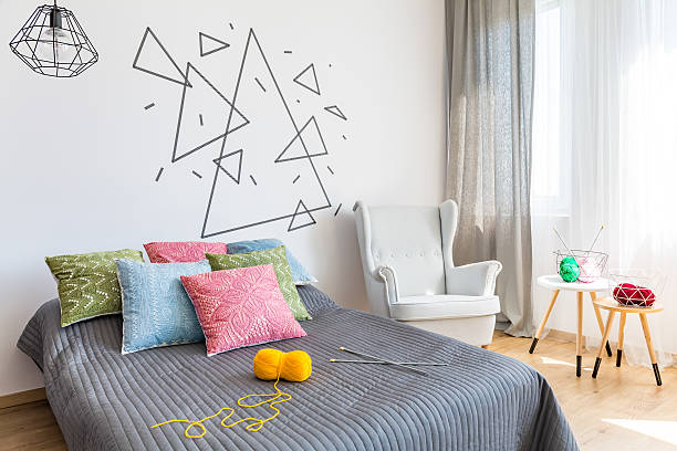 istock Bedroom with knitting accessories 629071876