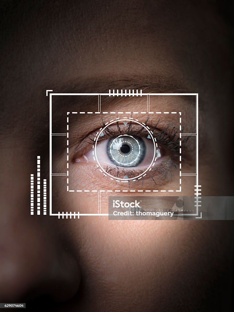 Biometric security scan retina biometric scan Eye Stock Photo