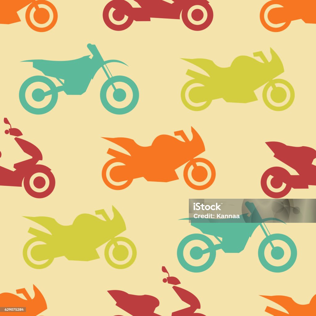 Retro Motorcycle Seamless Pattern Stock Illustration - Download Image Now -  Backgrounds, Bicycle, Cartoon - iStock