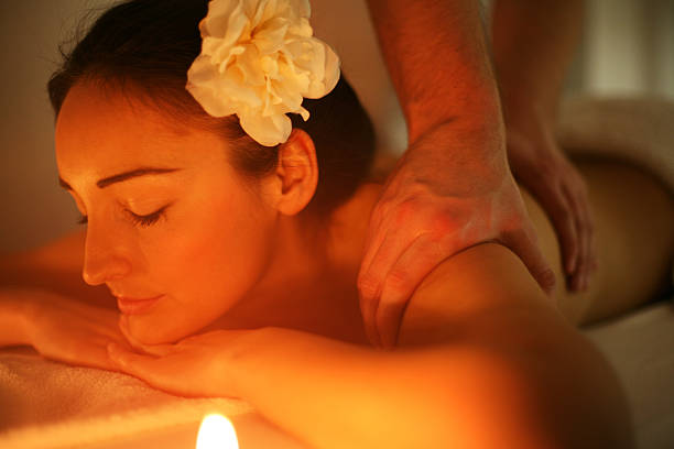 istock Woman enjoying a massage treatment. 629076422