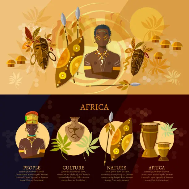 Vector illustration of Africa infographic, culture and traditions of Africa